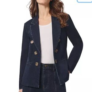 Jones New York Navy Double-Breasted Blazer